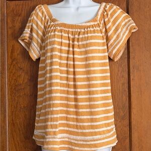 Maurices Mustard and White Striped Blouse